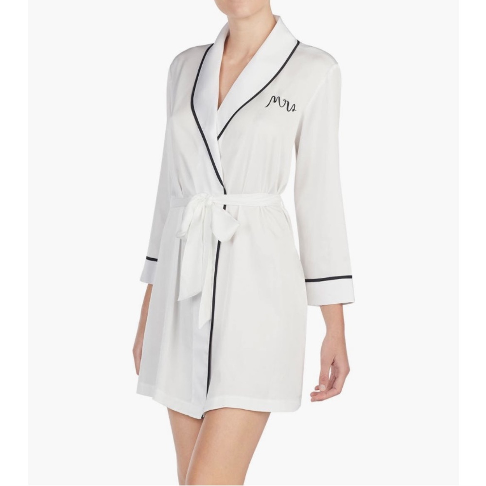 kate spade ♠️ “Mrs” Charmeuse Short Robe